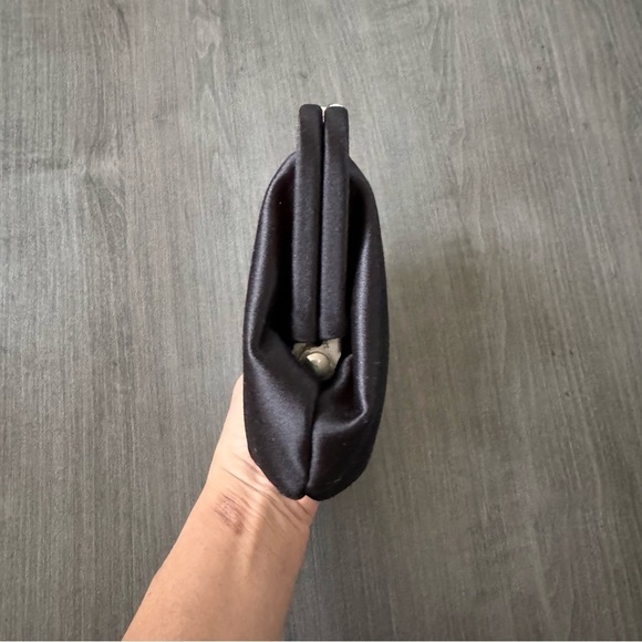 White House Black Market small satin clutch black purse evening handbag - Picture 9 of 10